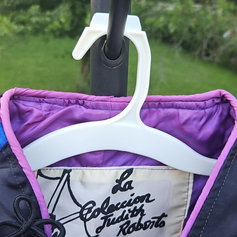 Vintage Judith Roberts La Colección Appliqué Crop Jacket Black Bright Abstract - Picture 10 of 11